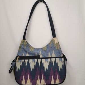 Danny K Tapestry Hobo Bag Ikat Blue Purple Geometric Boho Shoulder Bag USA